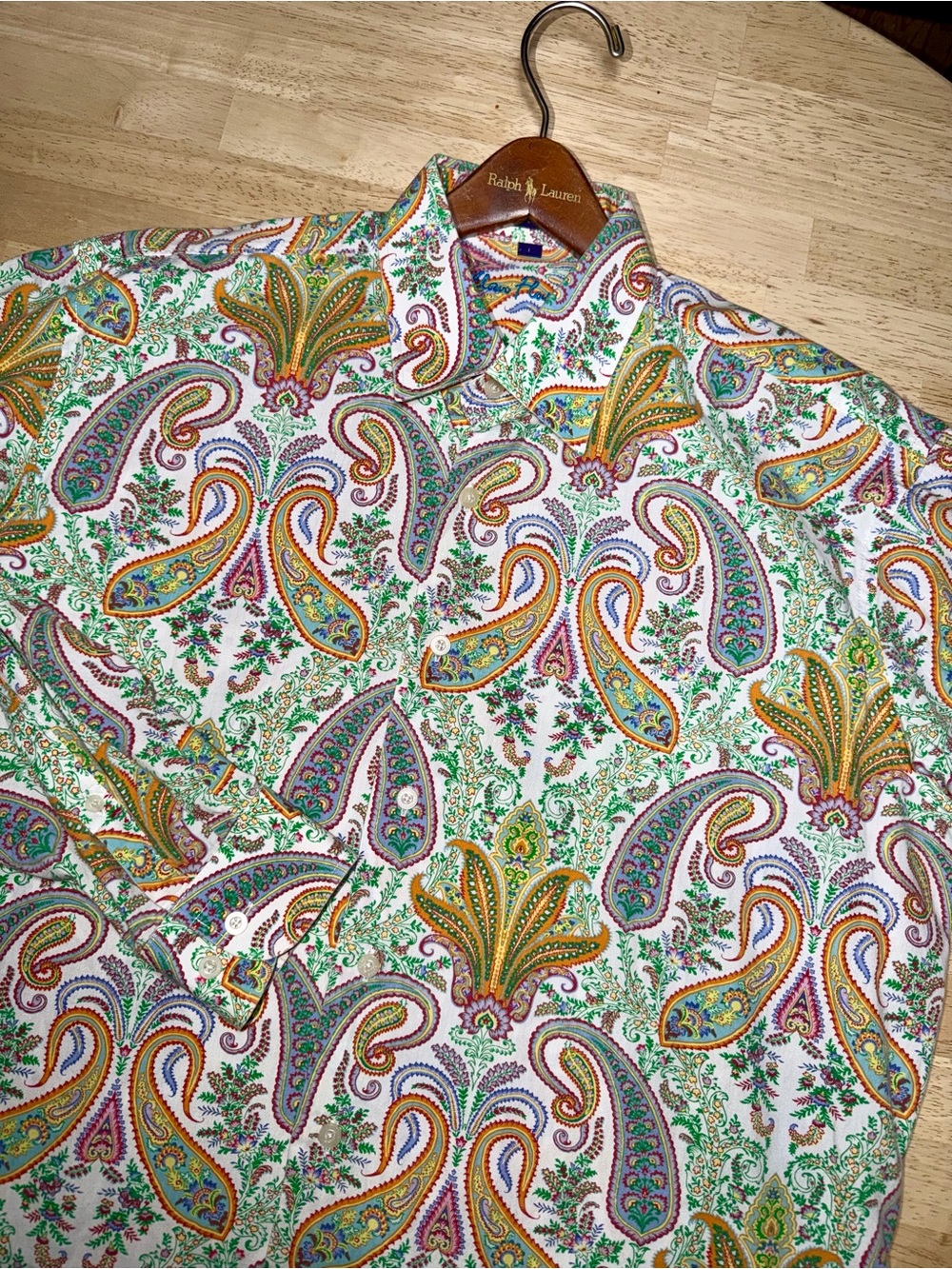 Alan Flusser Paisley Floral Colorful Multicolor Long Sleeve Shirt Mens Large